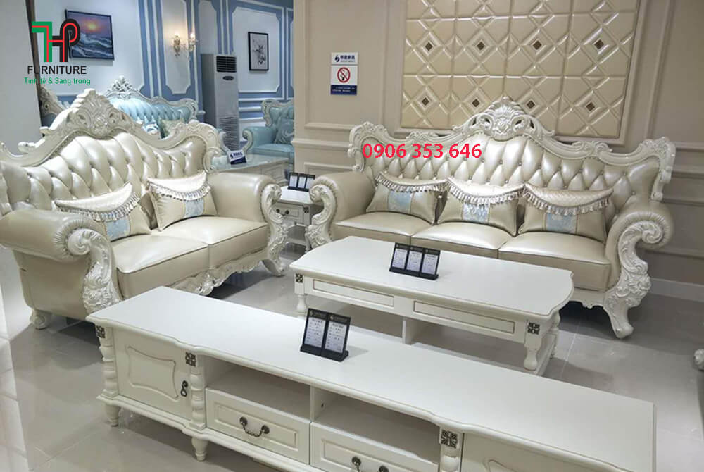 sofa cổ điển màu trắng đẹp