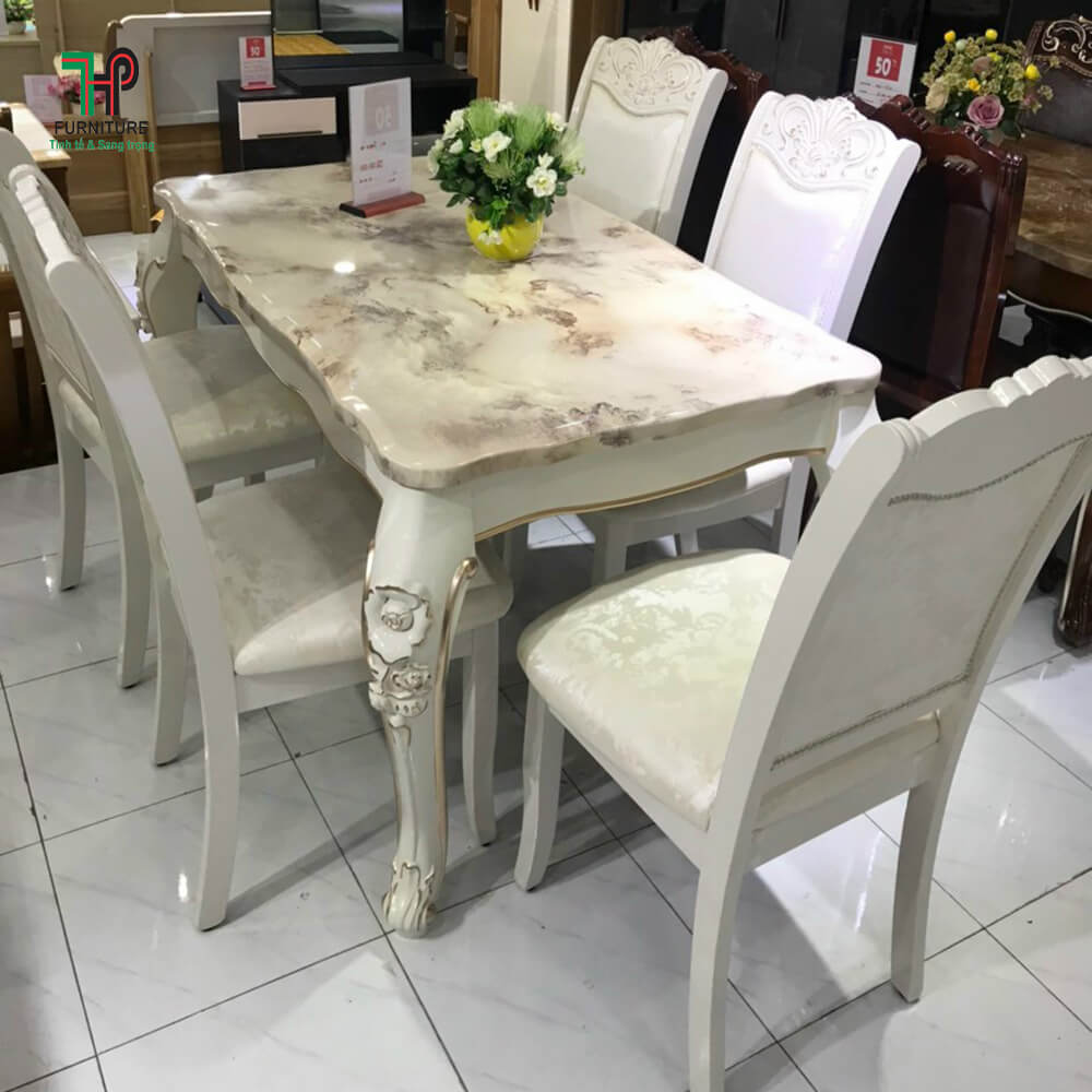 bàn ăn cổ điển màu trắng (2)
